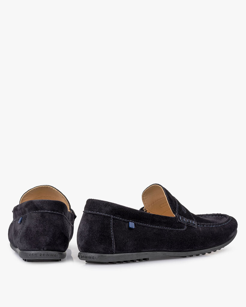 Mocassin su&egrave;de donkerblauw