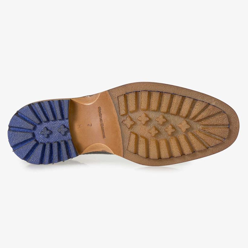 Zwarte leren veterboot met crocoprint