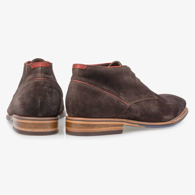 Dark brown suede leather lace boot