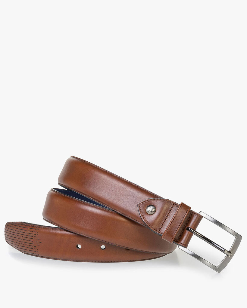 Kalfsleren riem donker cognac