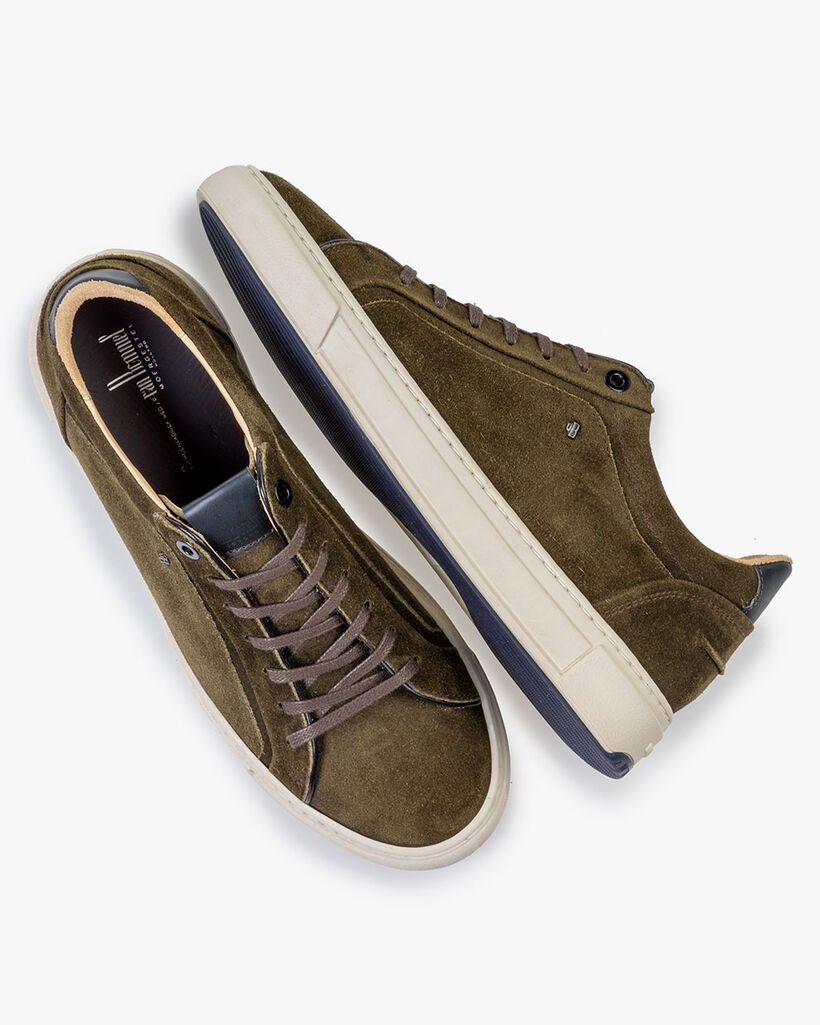 Sneaker su&egrave;de donkergroen