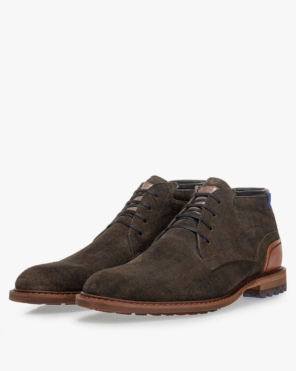 Lace boot suede dark green