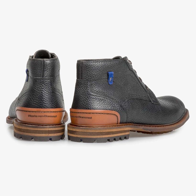 Zwarte leren veterboot met print