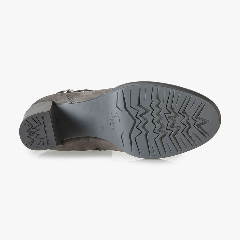 Grijze nubuckleren enkellaars met snakeprint