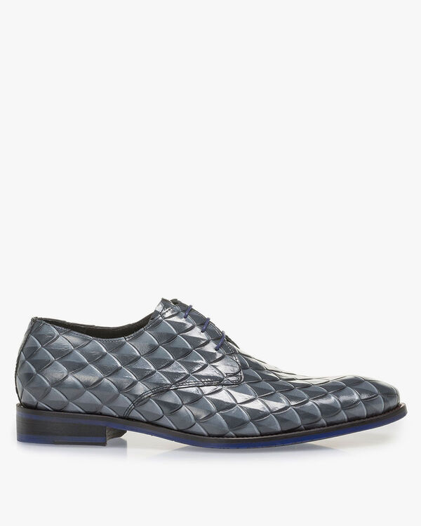 Premium grijze veterschoen met print