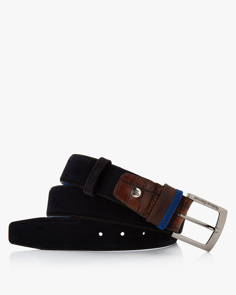 Donkerblauwe su&egrave;de riem