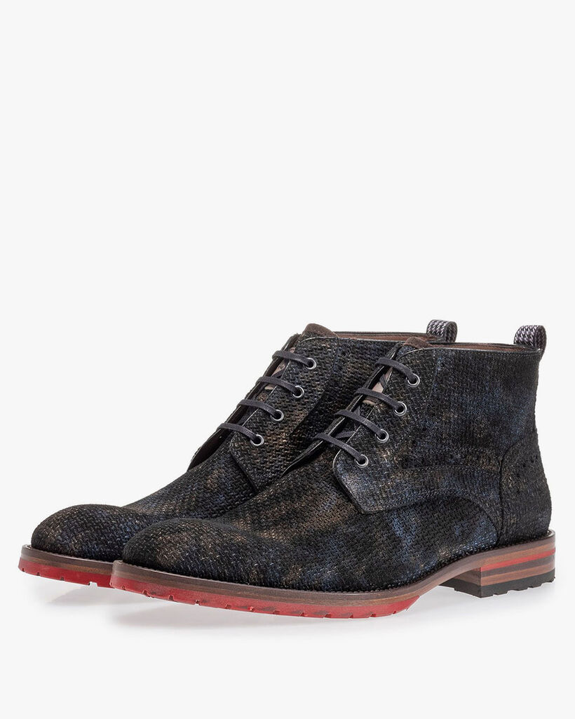 Lace boot bronze with print
