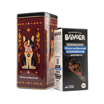 Bravoer dog treats in a tin X FvB