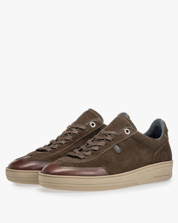 Sneaker su&egrave;de donkergroen