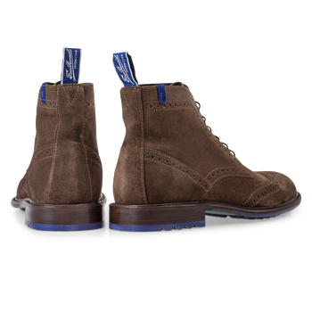 Dark taupe-coloured/brown suede lace boot