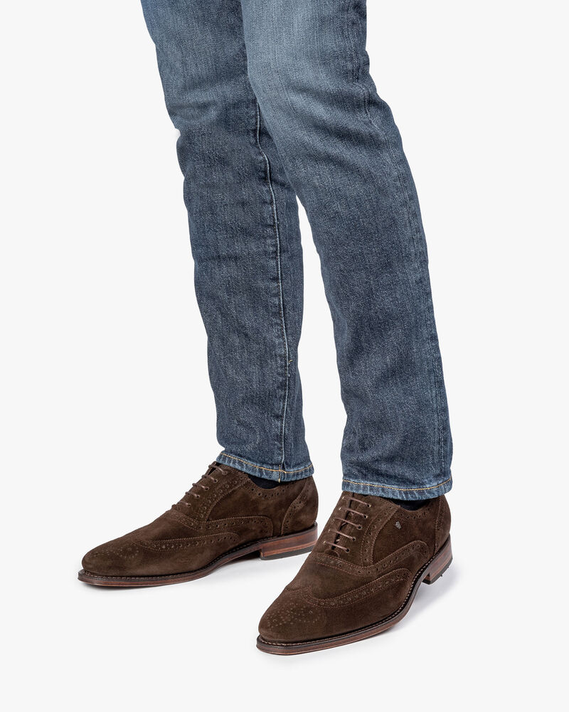 Donkerbruine su&egrave;de brogue