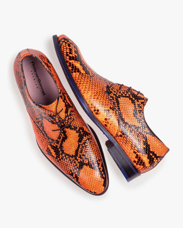 Premium fluor oranje veterschoen met print