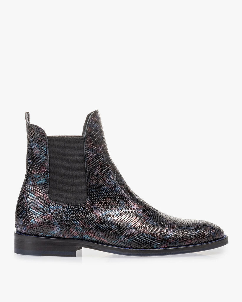 Chelsea boot crocoprint blauw
