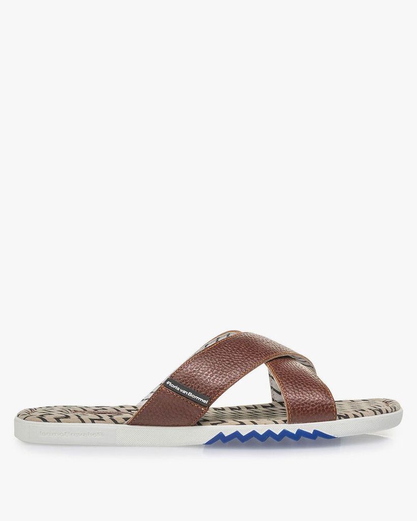 Kalfsleren kruisband slipper