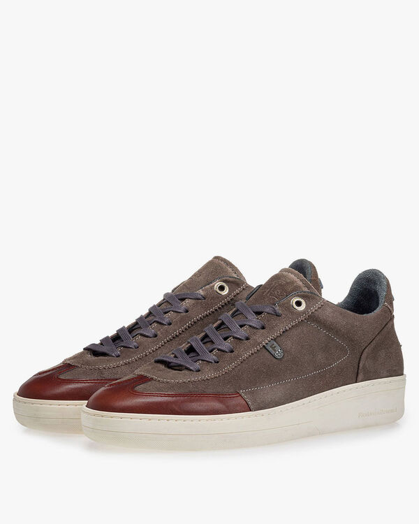 Sneaker su&egrave;de donker taupe