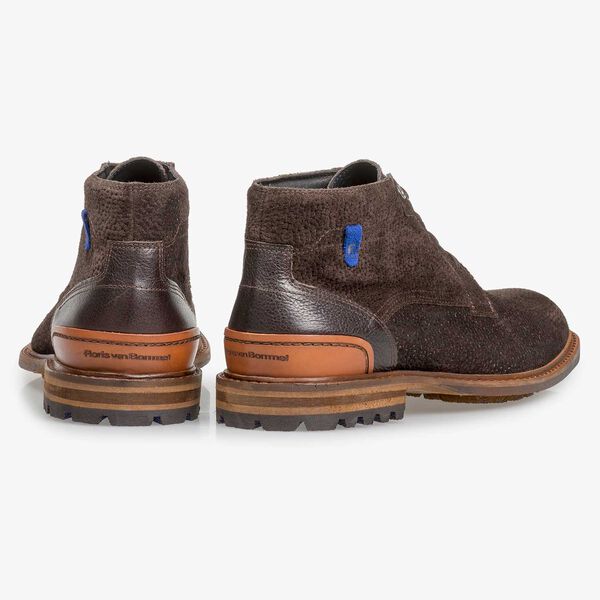 Donkerbruine su&egrave;de veterboot met print