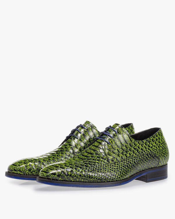 Veterschoen snakeprint donkergeel