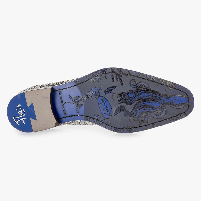 Donkergrijze veterschoen met witte print