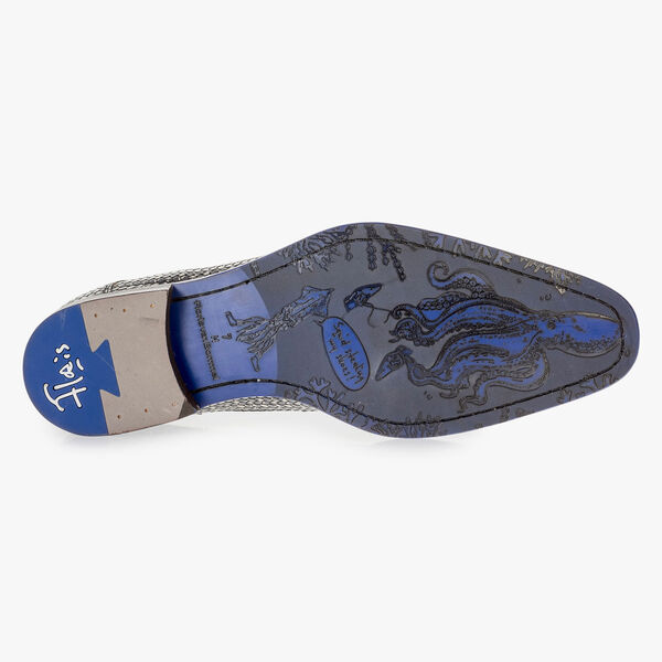 Donkergrijze veterschoen met witte print