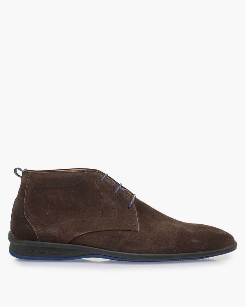 Brown suede leather lace boot