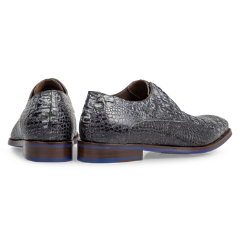 Veterschoen crocoprint grijs