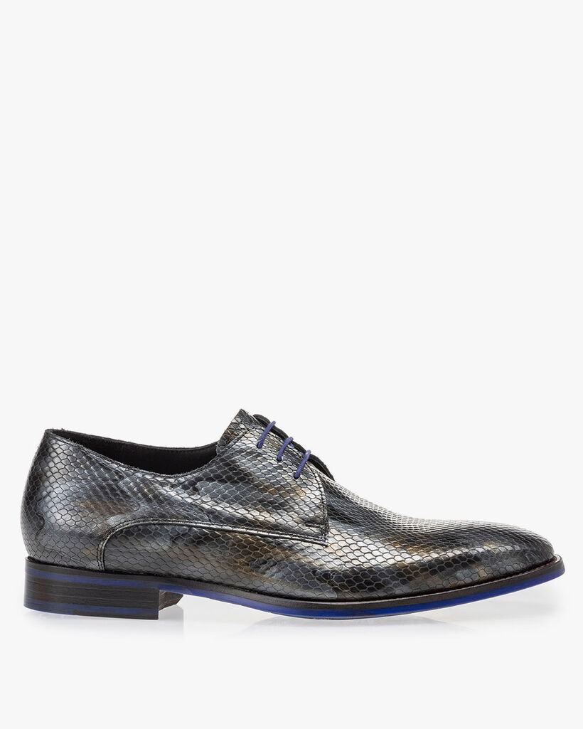 Veterschoen metallic grijs