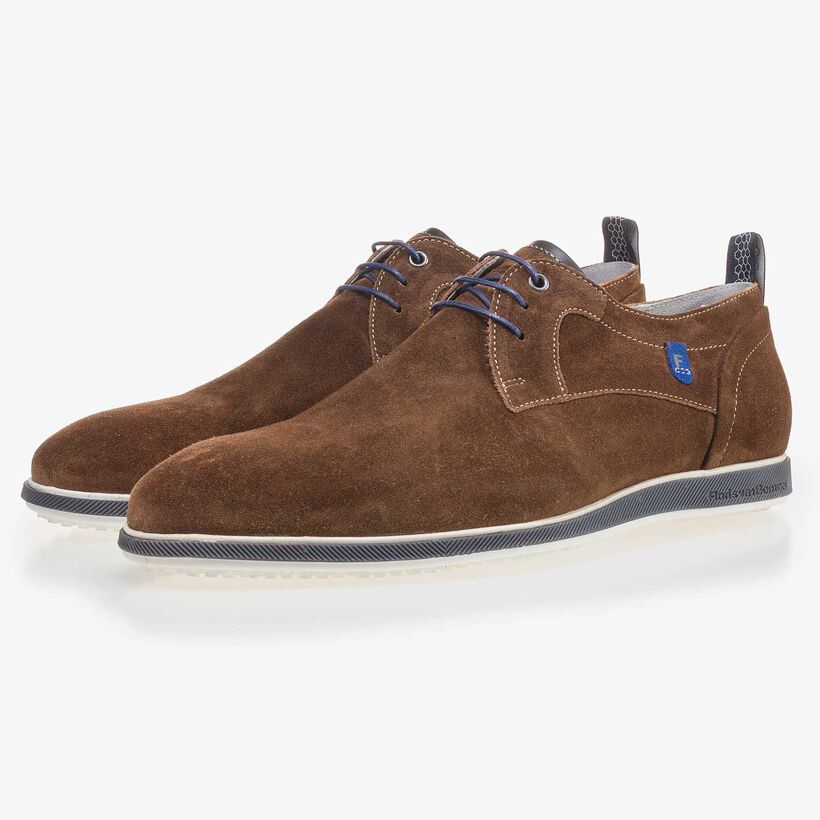 Brown suede leather lace shoe