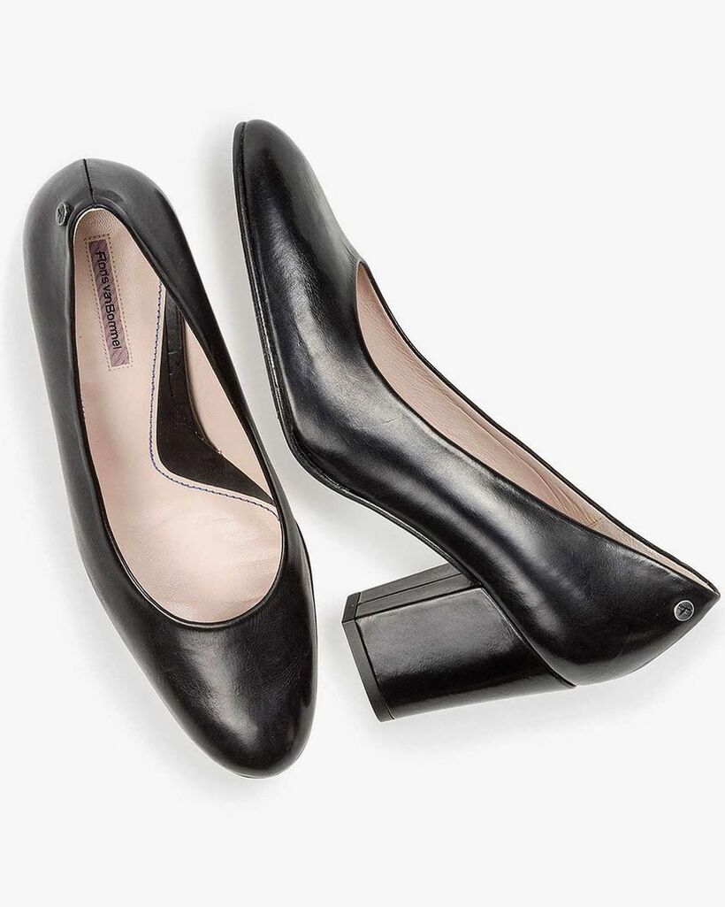 Zwarte kalfsleren pump