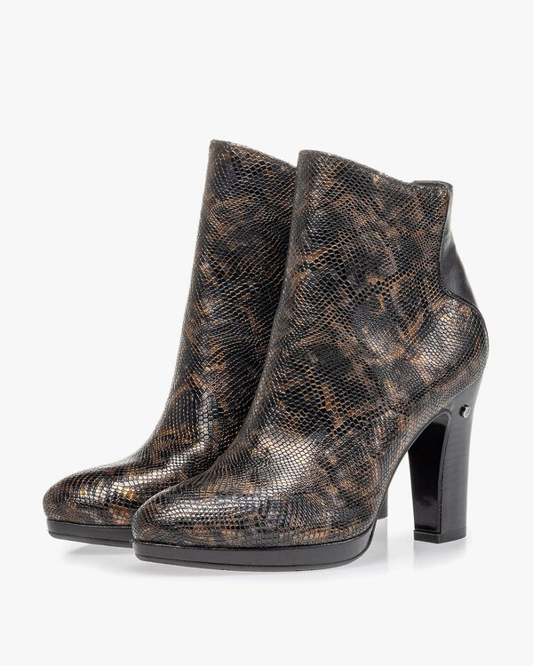 Enkellaars crocoprint koper