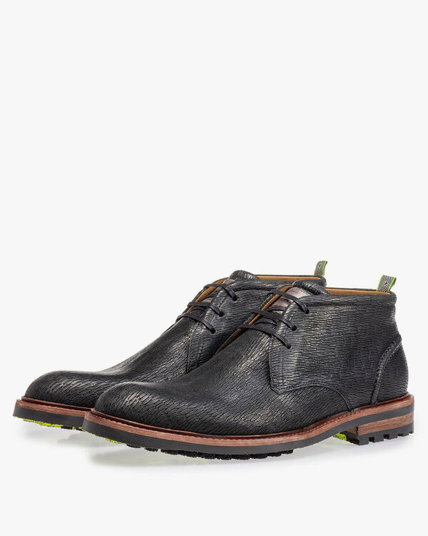 Veterboot zwart met print