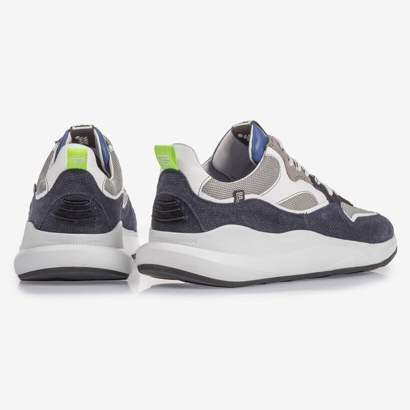 Blue and grey suede leather sneaker