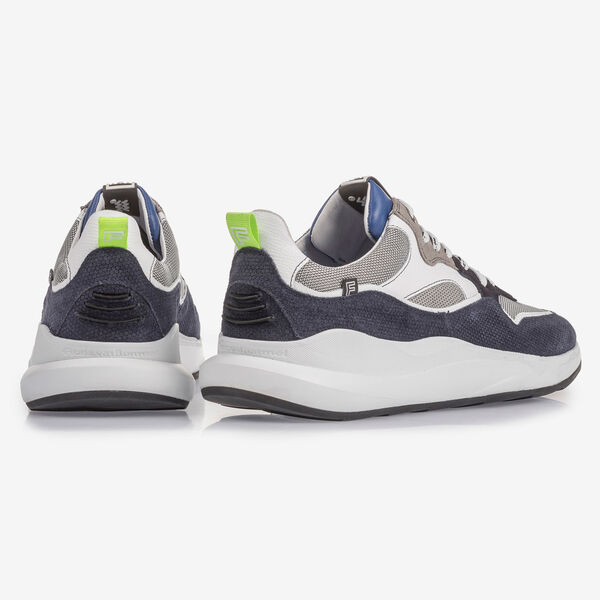 Blue and grey suede leather sneaker