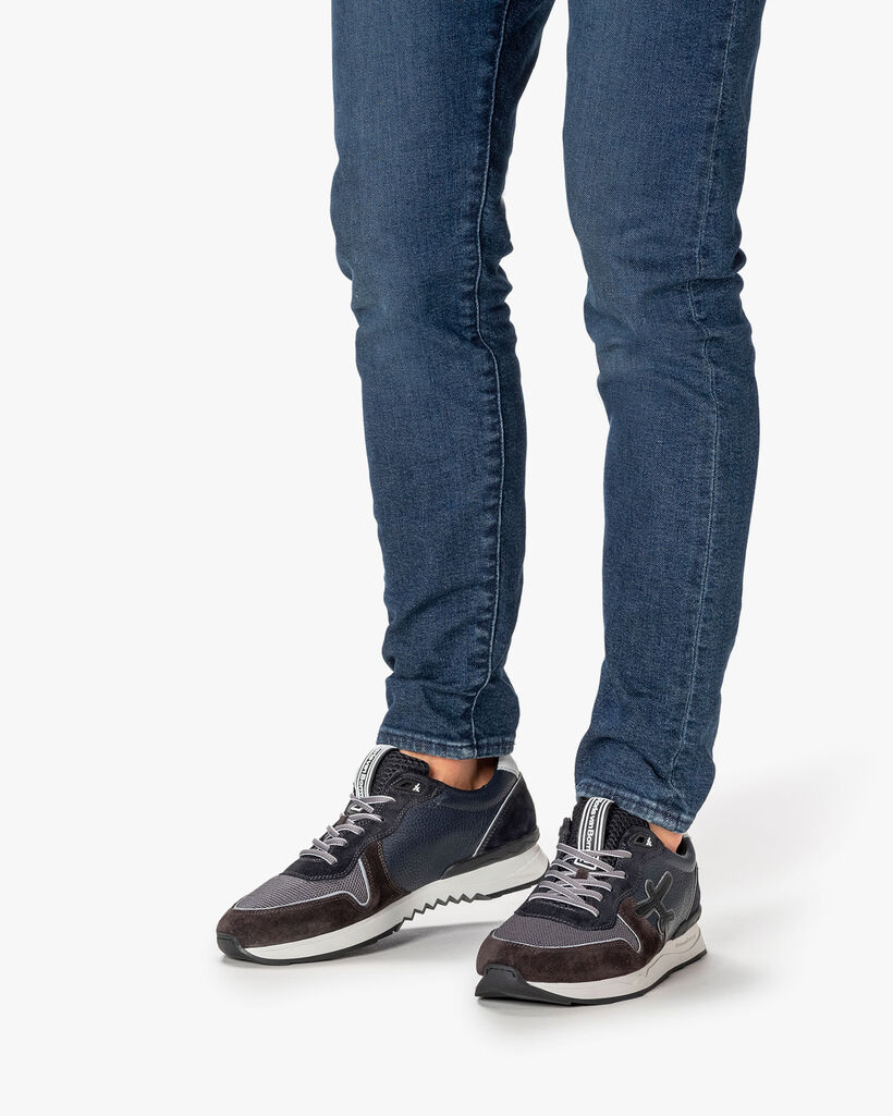 Sneaker su&egrave;de blauw/groen