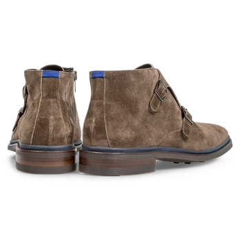 Taupe-coloured suede monk strap