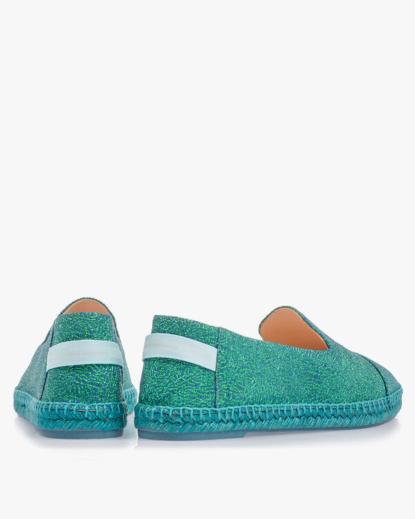 Blue espadrilles metallic print