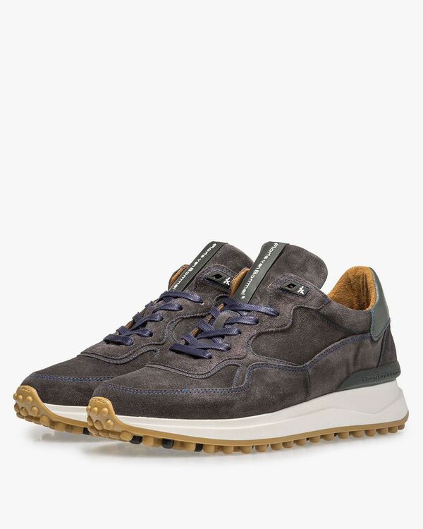 Donkergrijze su&egrave;de sneaker