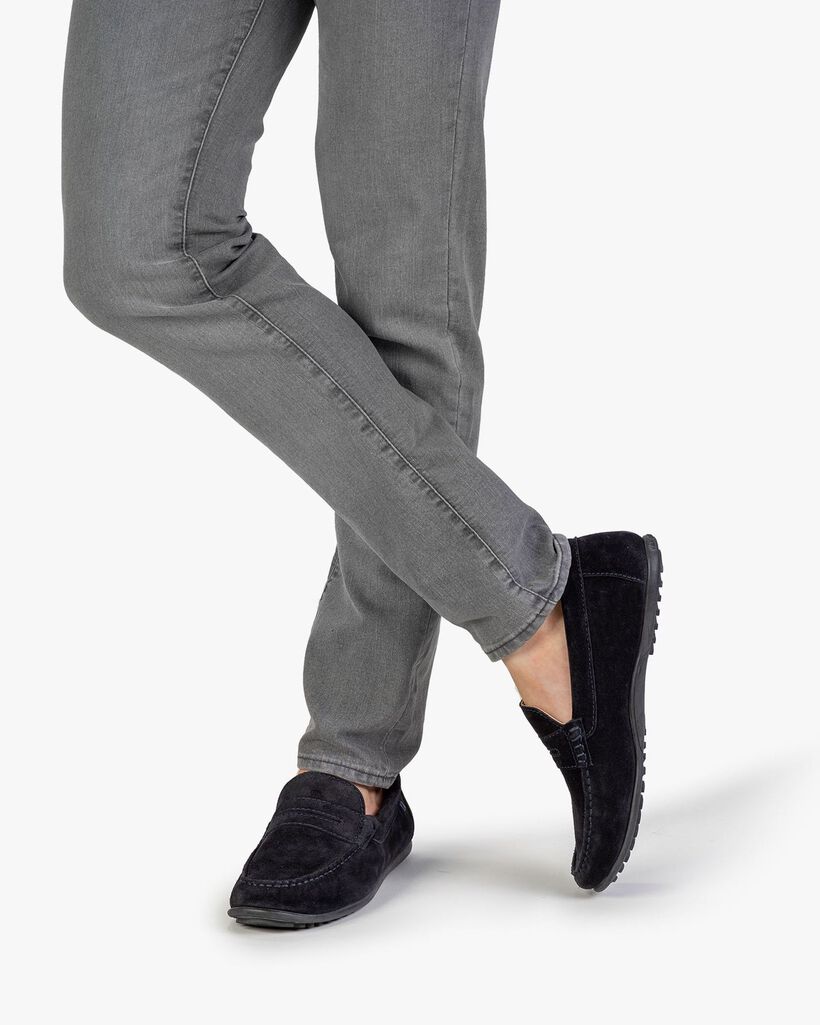 Mocassin su&egrave;de donkerblauw