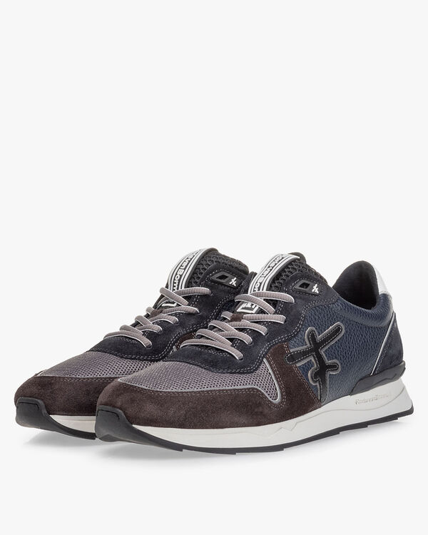 Sneaker su&egrave;de blauw/groen