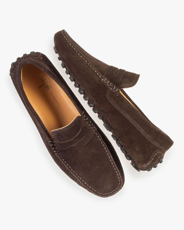 Donkerbruine su&egrave;de mocassin