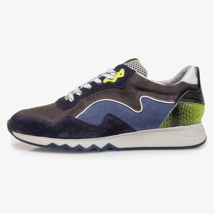 Su&egrave;de sneaker geel/blauw