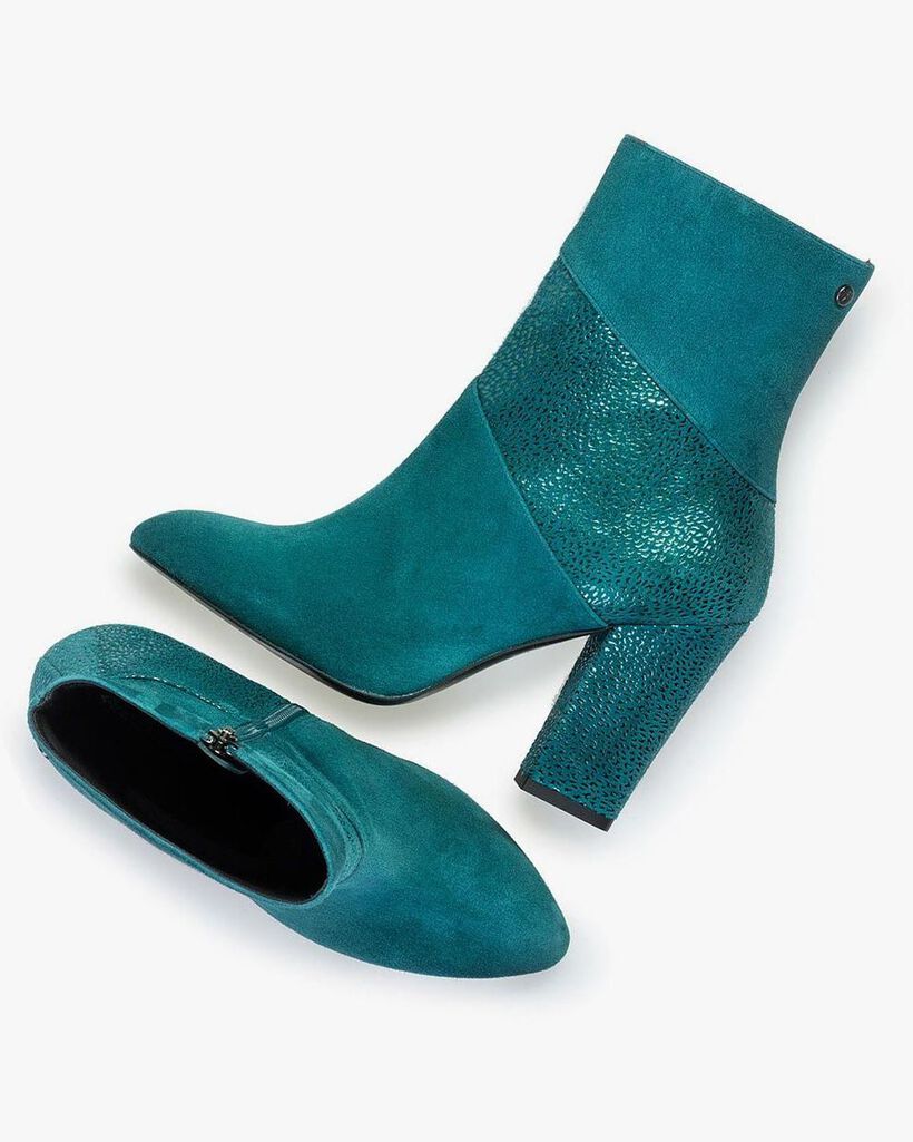Blauwe enkellaars met metallicprint