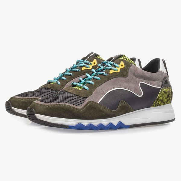 Su&egrave;de sneaker groen/geel
