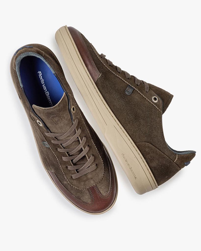 Sneaker su&egrave;de donkergroen