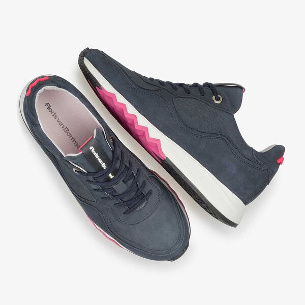 Donkerblauwe nubuckleren sneaker