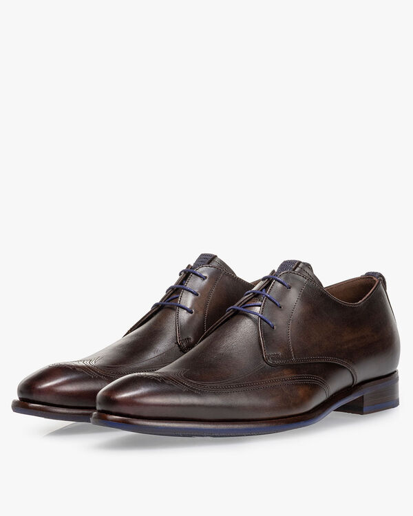 Lace shoe calf leather dark brown
