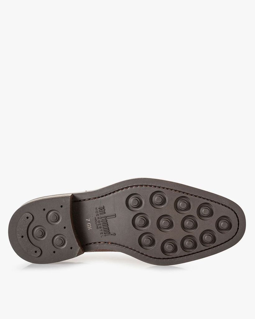 Boot cognac leer met print