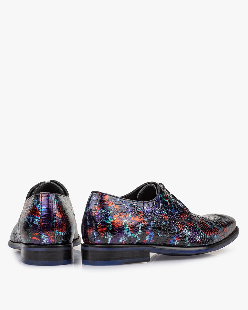Veterschoen met print blauw