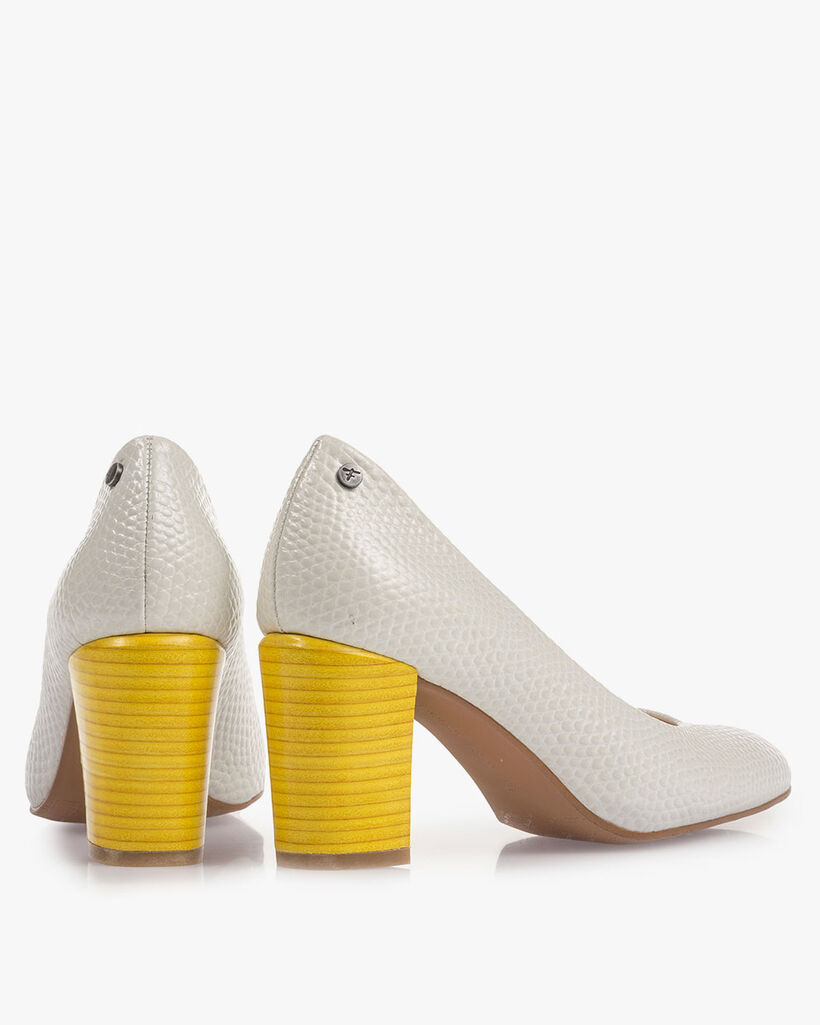 Leren pump off-white met print
