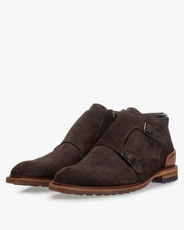 Monk strap suede dark brown