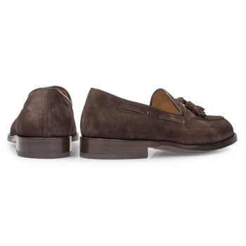 Dark brown suede leather loafer